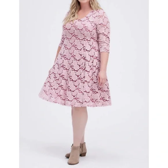 torrid Dresses Purple Brushed Lace Skater Dress 1x 14 16 Nwt